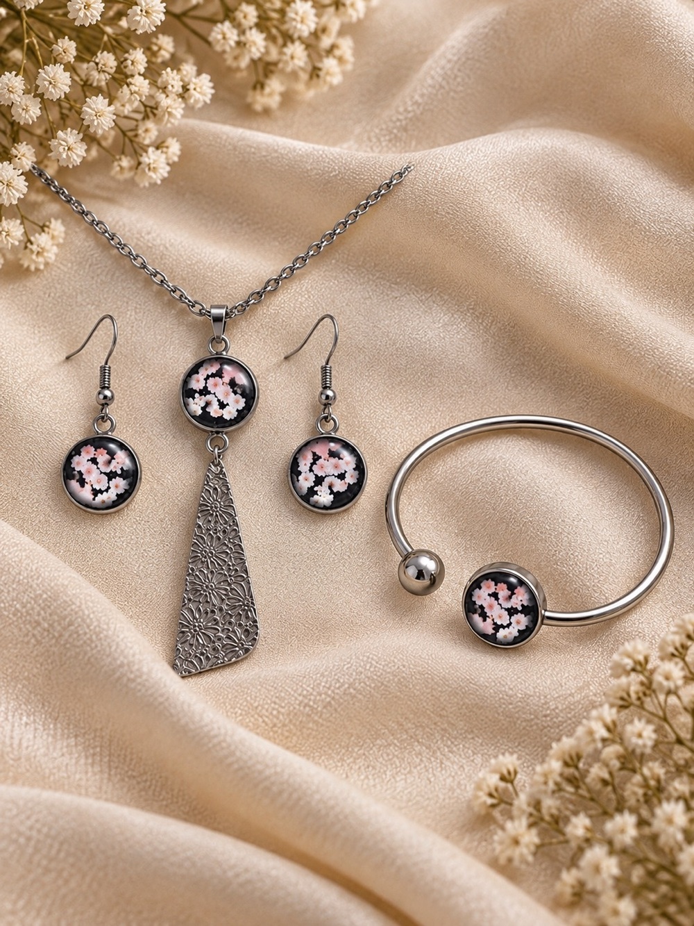 Daisy floral jewelry set